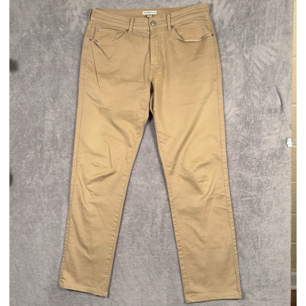 Peter Millar Sateen Stretch‎ 5 Pocket Pants Mens 33x32 Cotton Blend Golf Tan